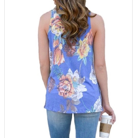 The Maya Top- blue keyhole sleeveless top - Picture 8 of 10